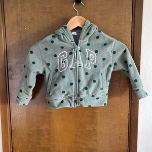 Girls GAP Sweatshirt Green Polka Dots Size 4T